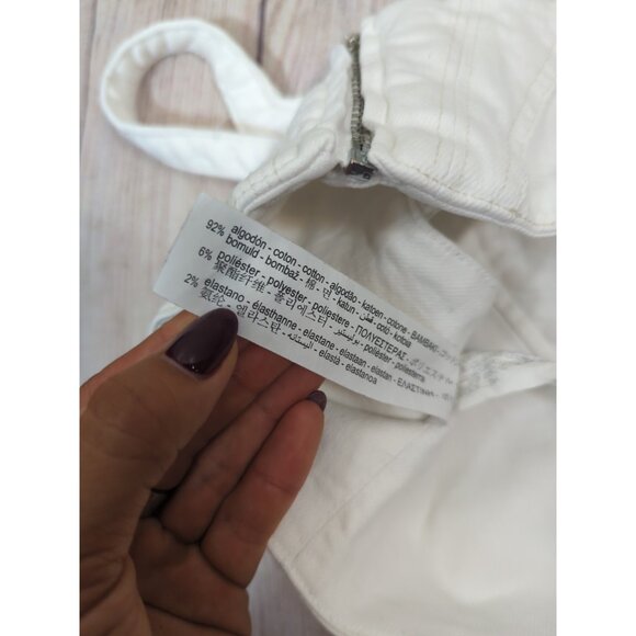 Zara Women's Crop Corset Denim Top Back Zip White Thick Size Small - Picture 6 of 6